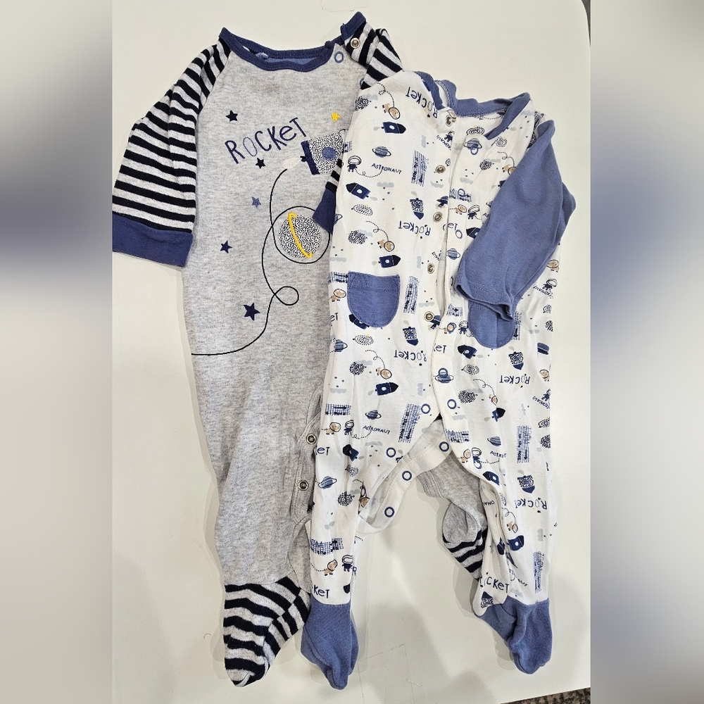 Rocket Themed Kids One Piece Set - Gray and Blue